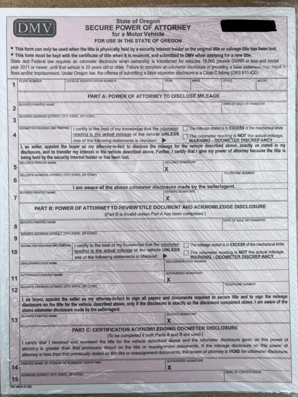 Secured Power of Attorney